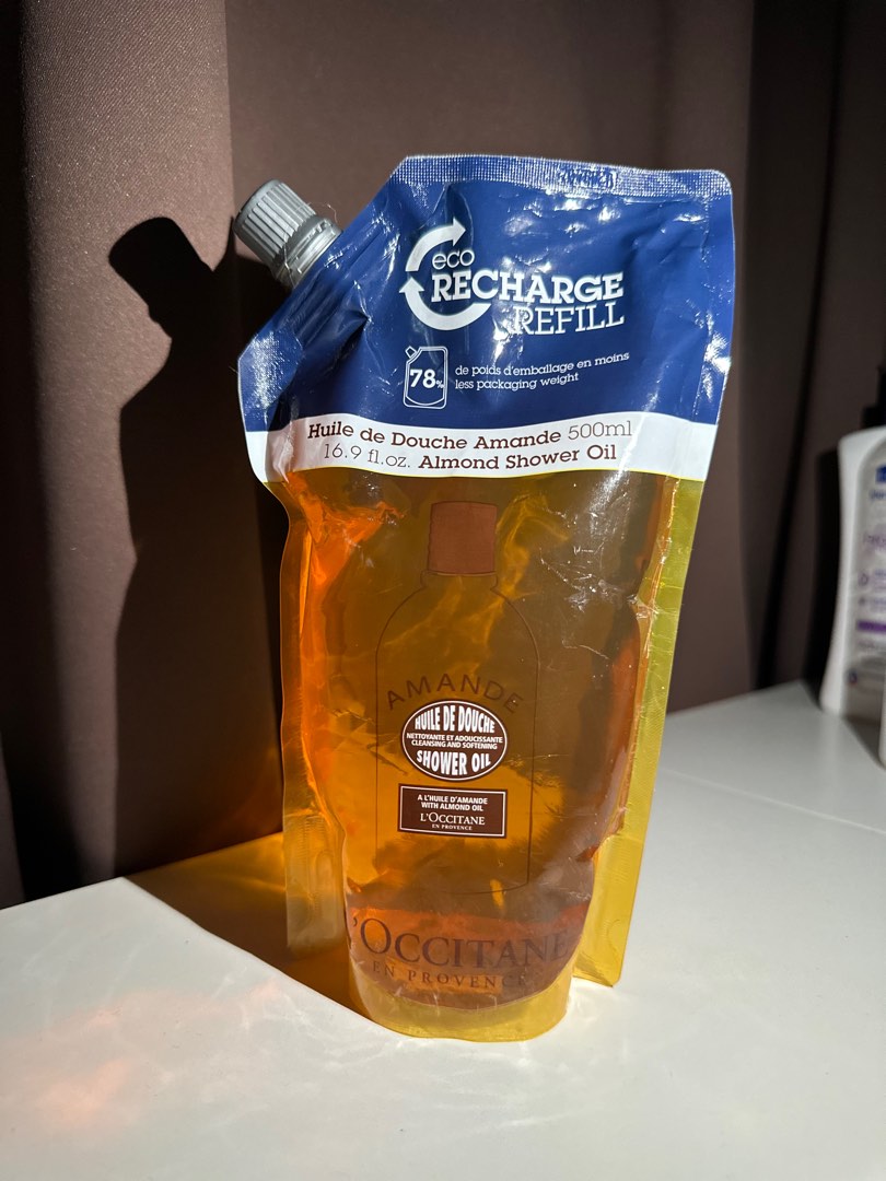 Loccitane Almond Shower Oil 500ml refill, Beauty & Personal Care, Bath