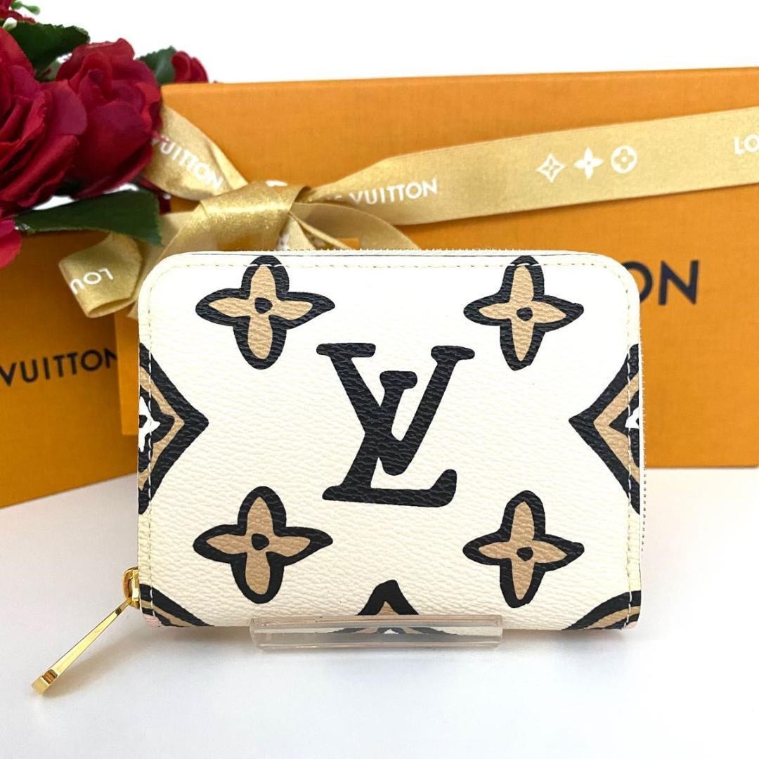Louis Vuitton, Bags, Louis Vuitton Wild At Heart Cream Black Logo  Monogram Zippy Wallet