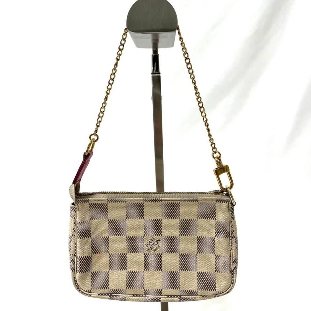 Louis Vuitton White Damier Azur Mini Pochette Accessories Cloth