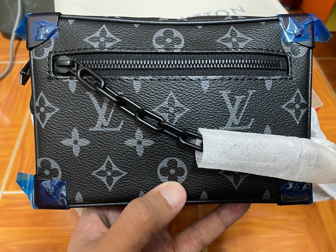 Louis Vuitton Soft Trunk Monogram Eclipse Shoulder Bag Gray Unisex