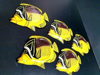 Made in MALDIVES Wooden angle fish coaster wall decor display educational toy art piece hand painted handcraft