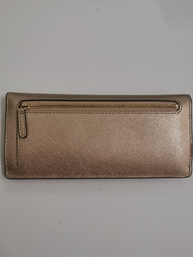 Michael Kors Gold Metallic Golden Slim Envelope Wallet Luxury