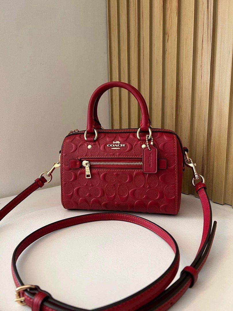 Coach CC944 Signature Embossed Leather Mini Rowan Crossbody 1941 Red