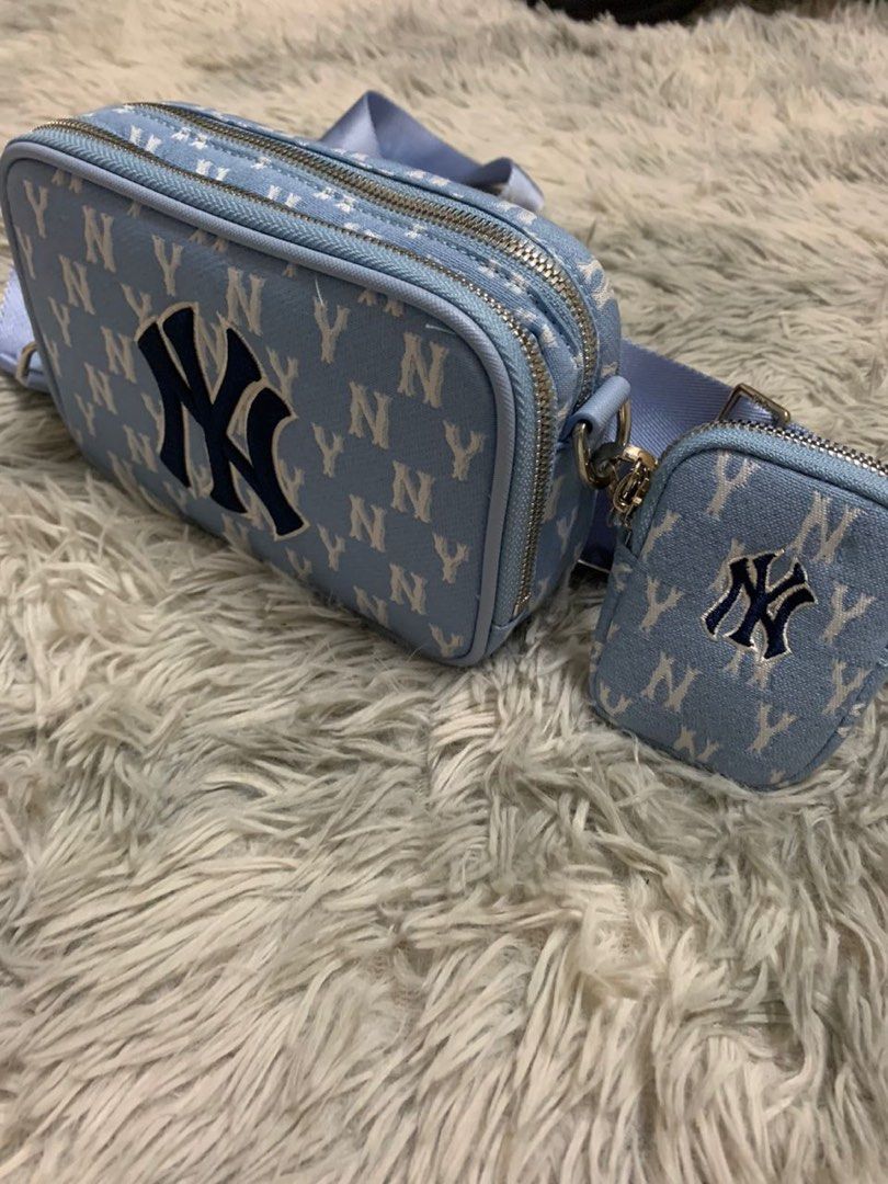 NY Yankees Monogram Jacquard Mini Crossbody Bag Light Blue
