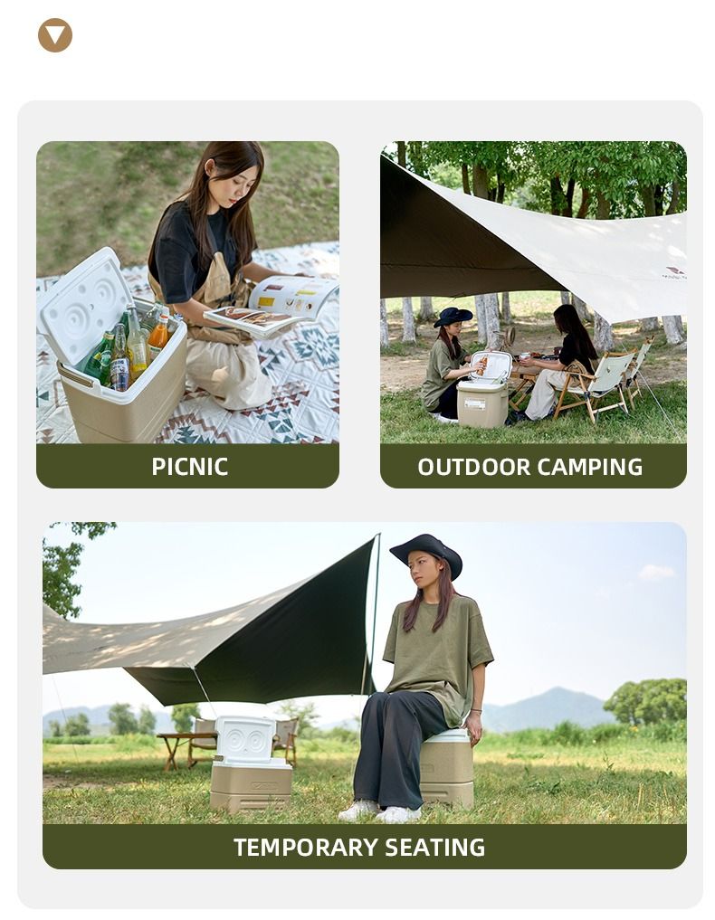 MOBI GARDEN Camping Cooler Box Ice Box Food&Drink Portable Outdoor Picnic  Keep Fresh Refrigerator