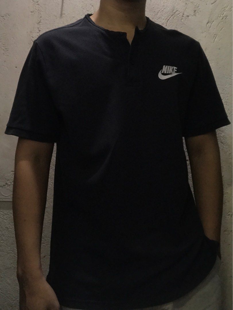 Collarless polo nike store
