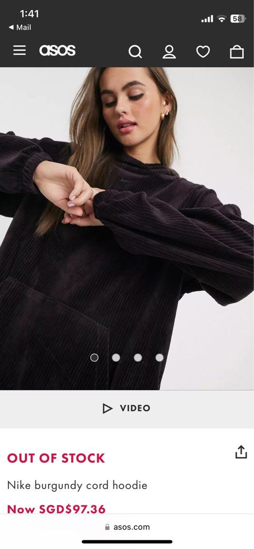 Nike burgundy sales cord hoodie