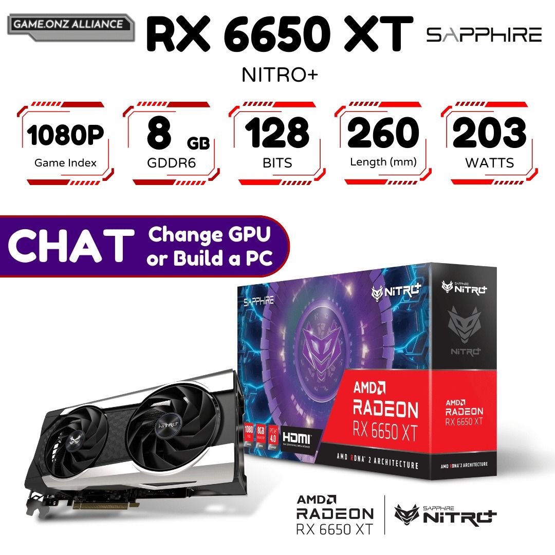 NITRO SAPPHIRE RX 6650 XT 8G NITRO GAMING GRAPHICS GRAPHIC CARD