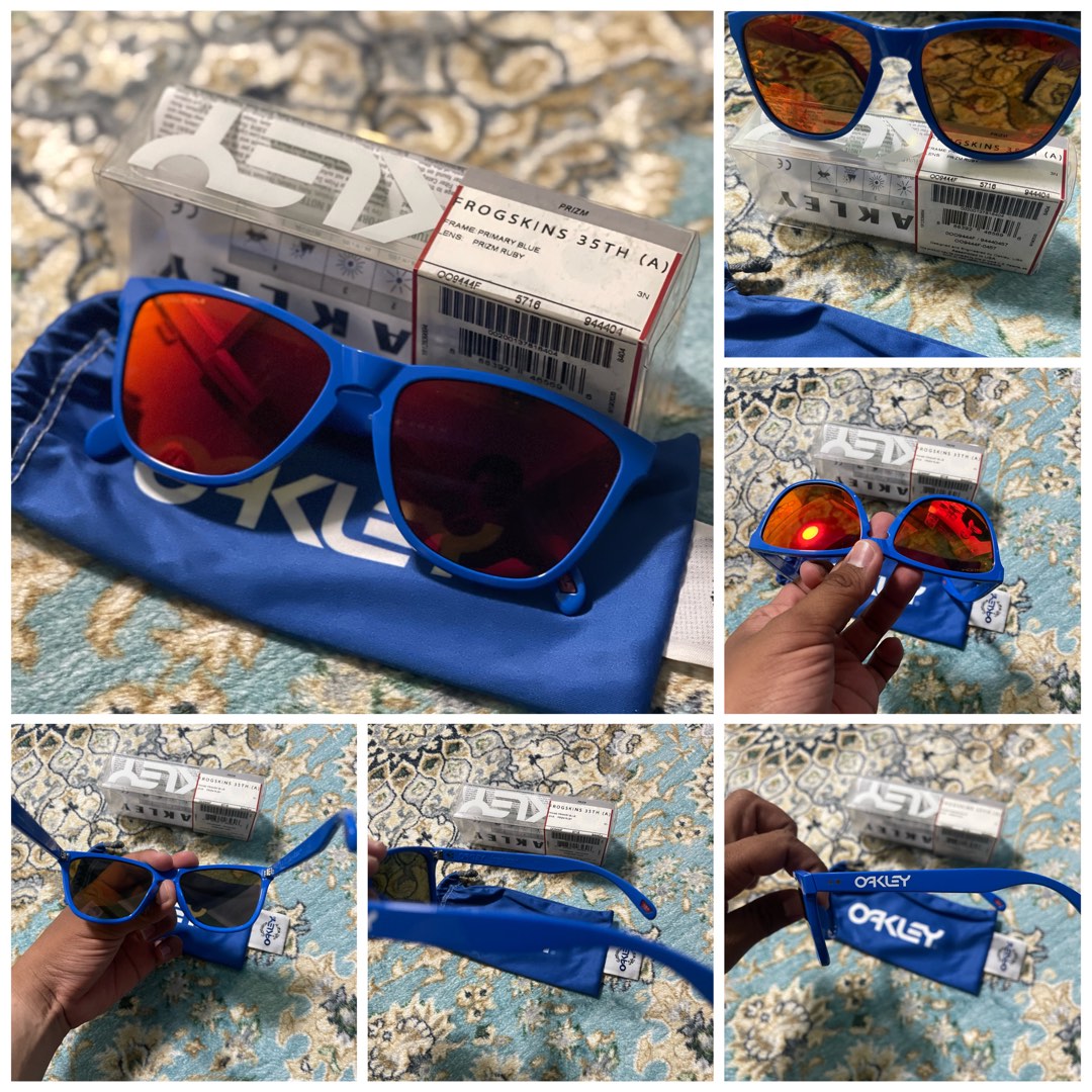 Oakley Frogskin 35th Anniversary Primary Blue, Men's Fashion, Watches