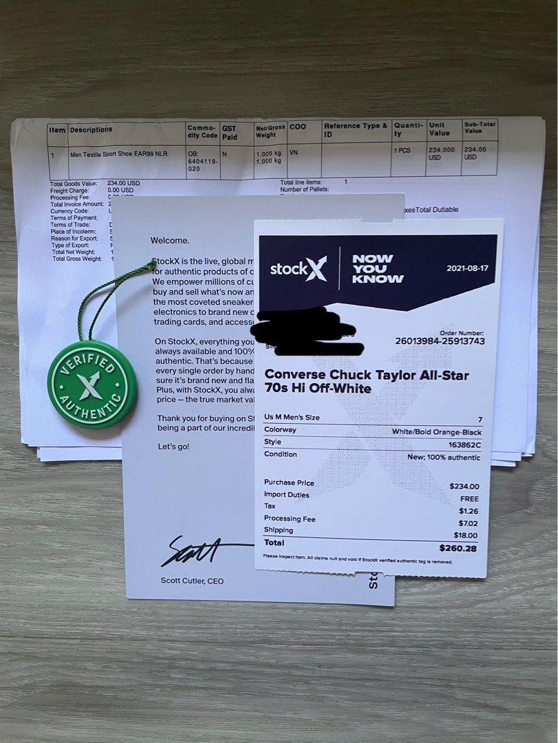 Off white deals converse receipt
