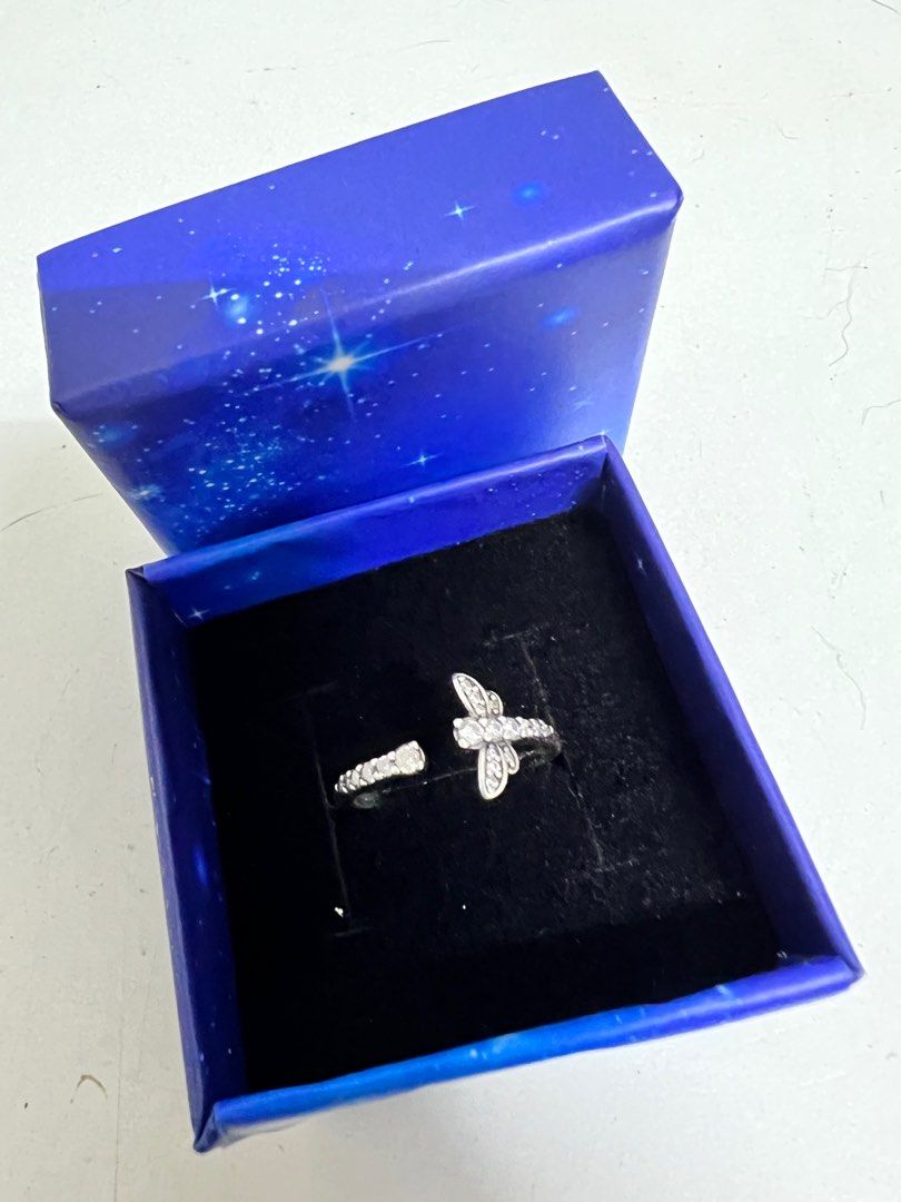 Pandora sparkling dragonfly open ring sale
