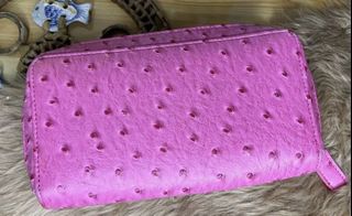 Ostrich skin Leather Shocking Pink SF Color