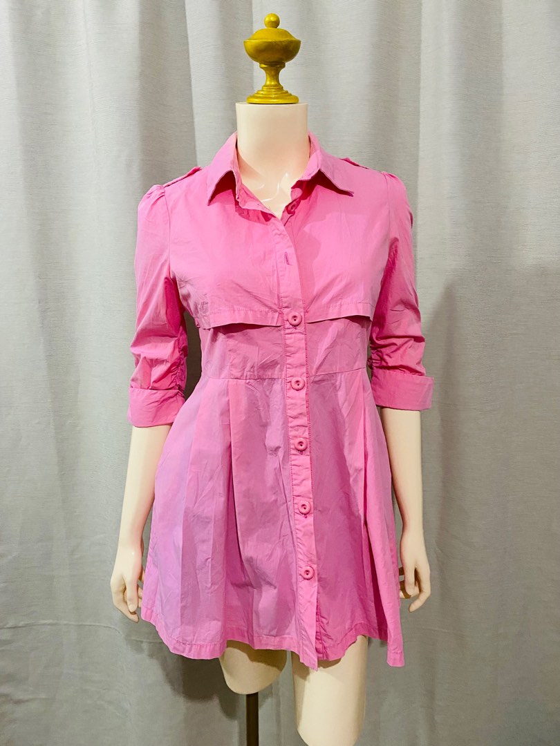 Plain Pink Dress Coat, Women's Fashion, Dresses & Sets, Dresses on Carousell