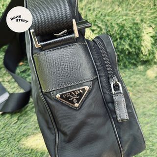 PRADA BLACK TESSUTO CROSSBODY BAG NYLON CLOTH TAS WANITA PRIA