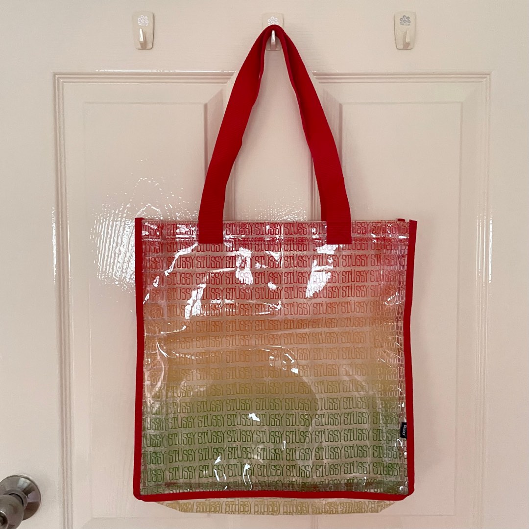 PRELOVED STÜSSY CLEAR PLASTIC TOTE BAG! ❤️🧡💛💚, Women's Fashion, Bags &  Wallets, Tote Bags on Carousell