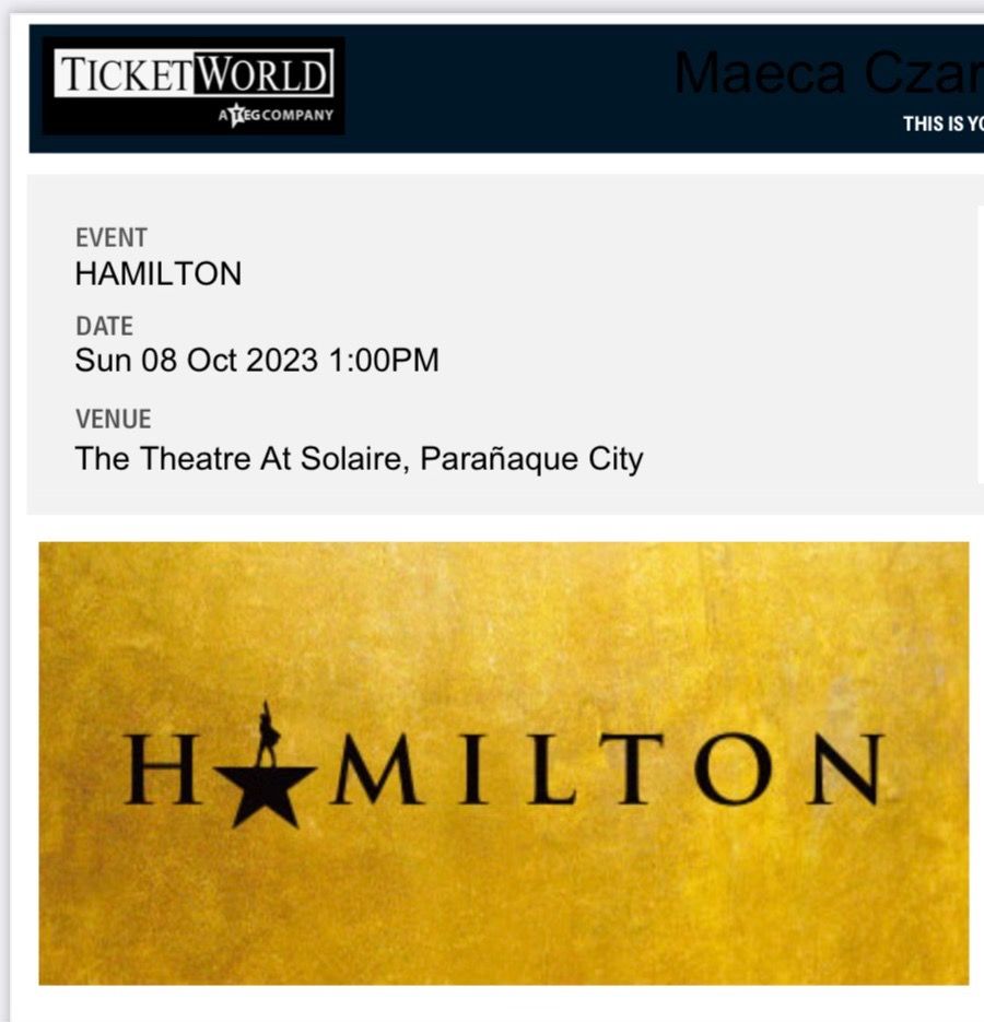 RUSH SALE HAMILTON MUSICAL Sunday OCT 8th 2023 3 VIP Tickets