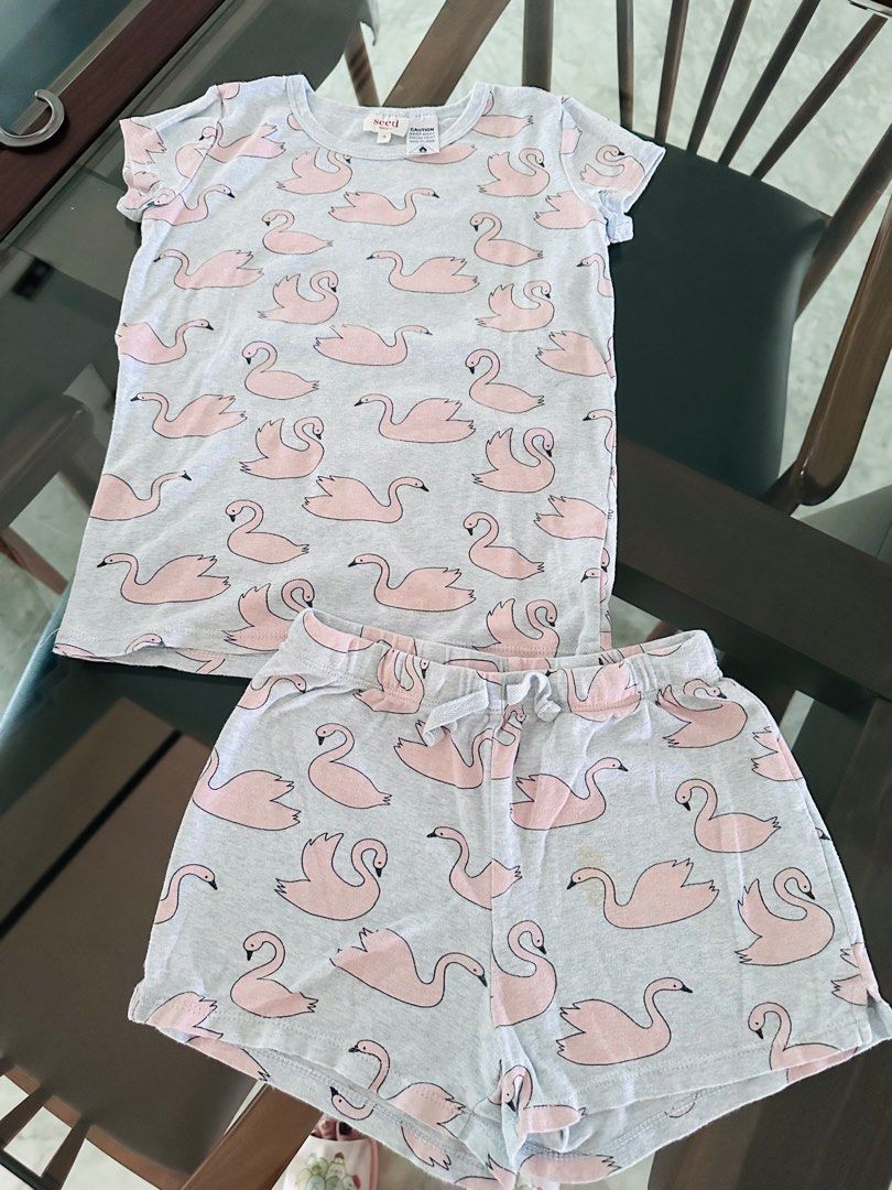 Seeds Girls PJ set in Swan patterned Babies Kids Babies Kids Fashion on Carousell