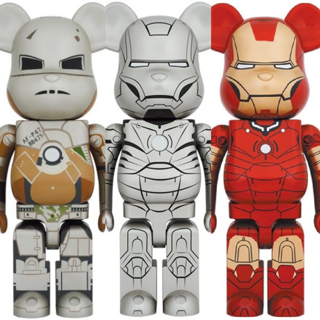 set-of-3-bearbrick-1000-iron-man-mark-1-2-3-medicom-toy-hobbies
