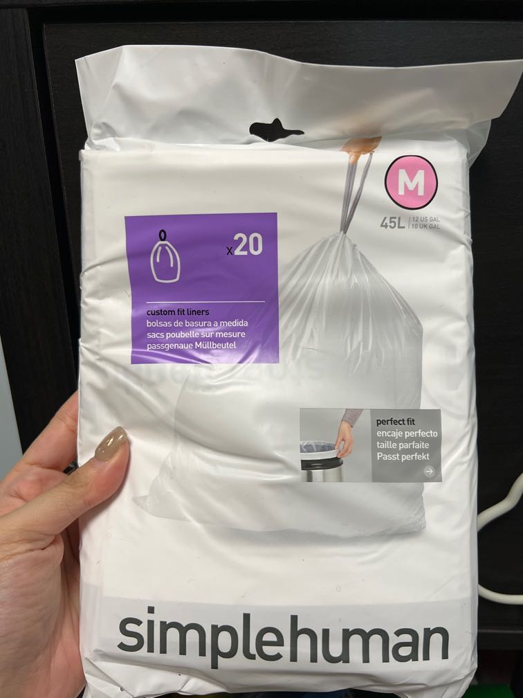 Sacs Poubelle Simplehuman 45L - Lot De 20, Doublure Personnalisée Pour Poubelle M, Blanc