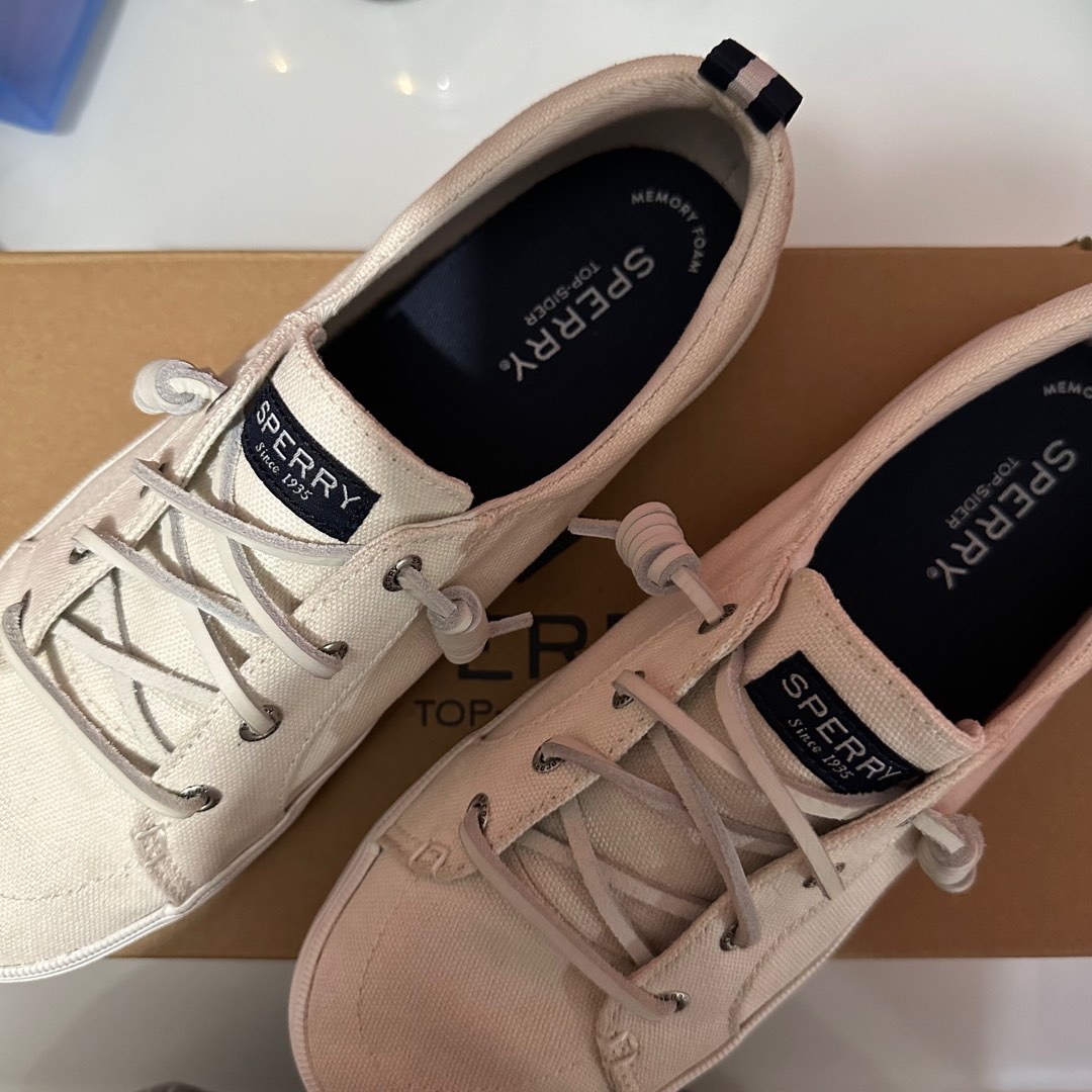 Sperry crest store vibe linen white