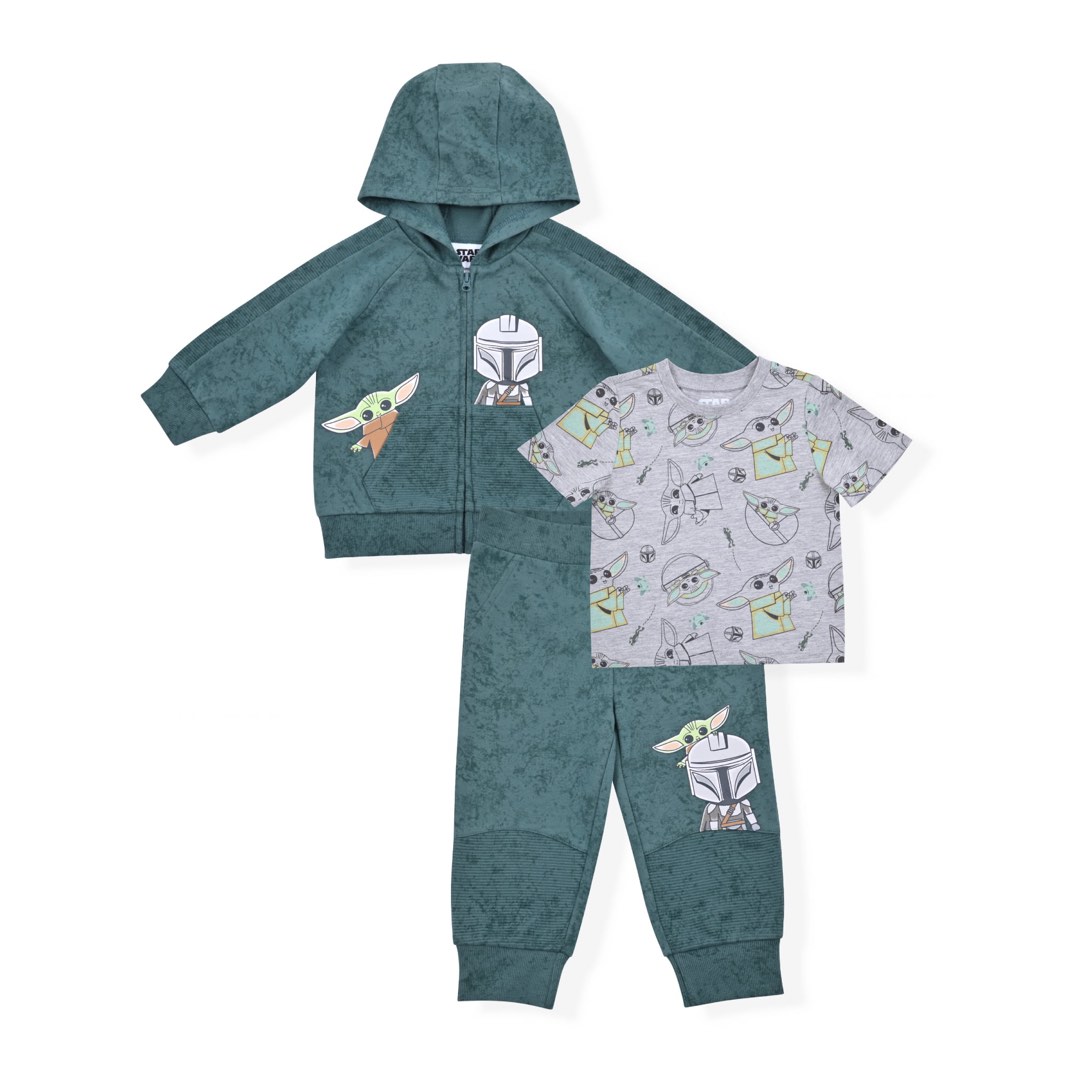 Star Wars 3 pieces Set Baby Yoda Baby Boy Hoodie Short Sleeve T