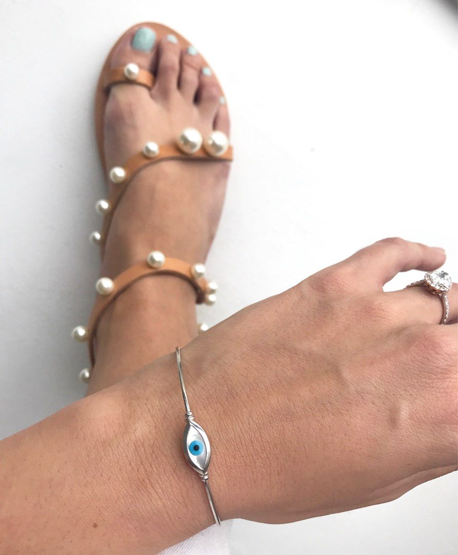 Gold evil clearance eye ankle bracelet