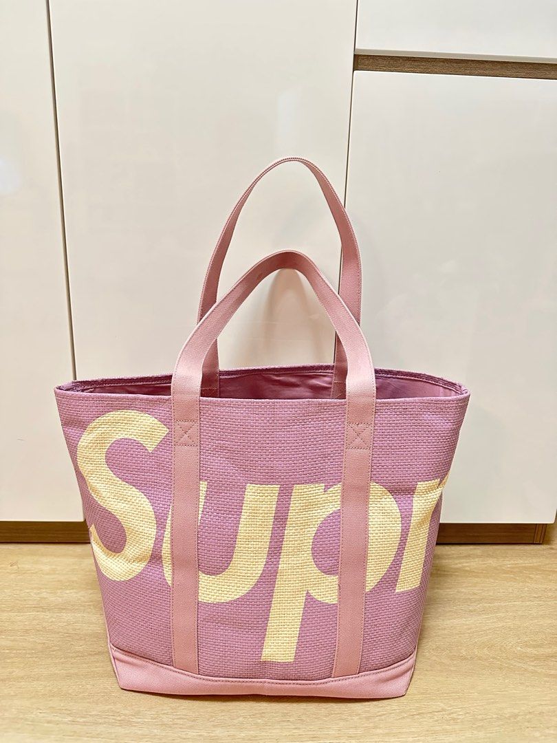 Supreme 20SS Raffia Purple Tote Bag, 名牌, 手袋及銀包- Carousell