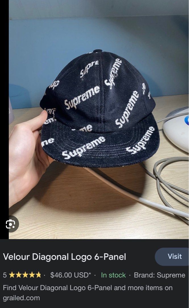 Supreme velour deals diagonal logo