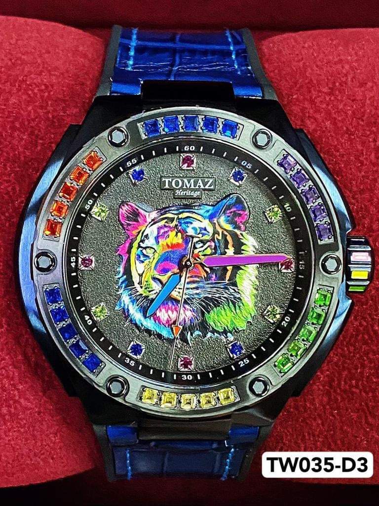 Tomaz Rainbow Tiger Blue Bamboo strap