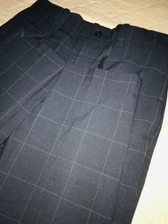 UNIQLO SMART ANKLE PANTS PLAID NAVY BLUE (SMALL)