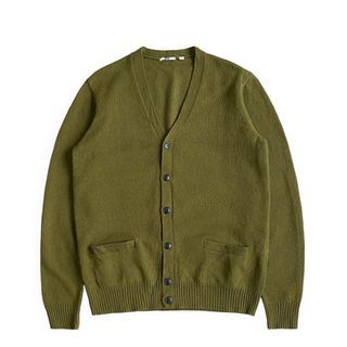 Uniqlo wool knitted cardigan moss green kardigan knit knitwear wol rajut hijau lumut