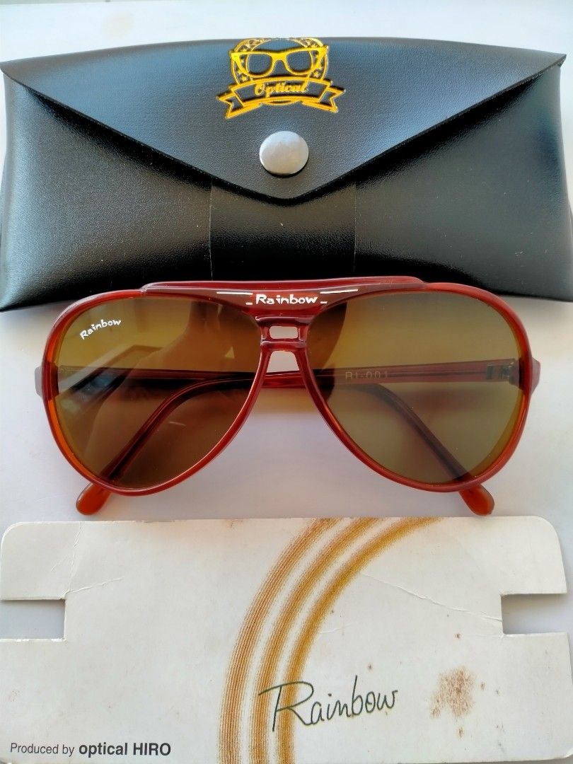 Vintage sunglasses aviator 80s, Brand: RAINBOW, Produced by: Optical HIRO, Original made in Japan, Rare/limited edition, Vintage Authentic, New old