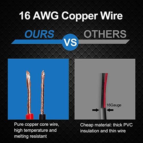 WOWLED Cigarette Lighter Extension Cord 16AWG 12 FT, Heavy Duty Pure Copper  Core Wire Cable with 15A Fuse, DC Extension Cord 12V/24V for Car Charger,  Tire Inflator, Compressor Pump, Cleaner, Camping, Computers