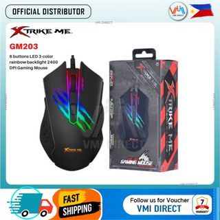 Xtrike-Me XTME-GM203 6 buttons LED 3-color rainbow backlight 2400 DPI Gaming Mouse VMI Direct