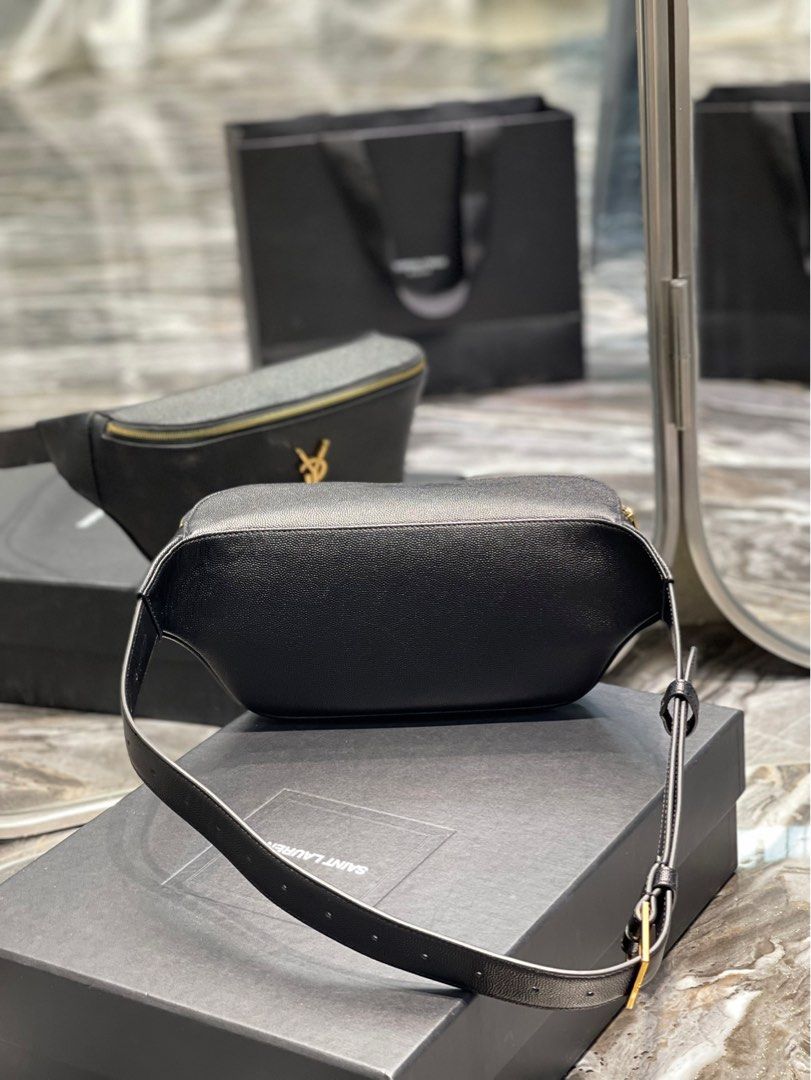 Cassandre Leather Belt Bag in Black - Saint Laurent
