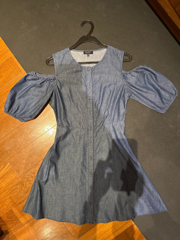 Ana Strappy Cold-Shoulder Denim Shift Dress
