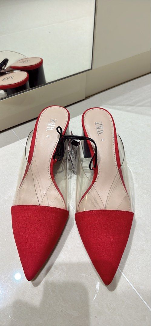 Zara red transparent heels