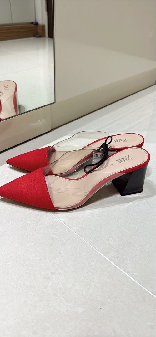 Zara red transparent heels