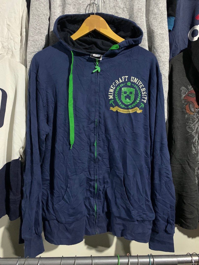Zipper hoodie minecraft Fesyen Pria Pakaian Baju Luaran di