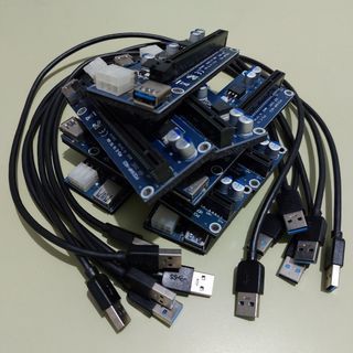 1組45 有7組 PCIE 延長/轉接板 +附USB3.0 線 速橋品牌 外接PCIE供電 x1訊號  x16插槽