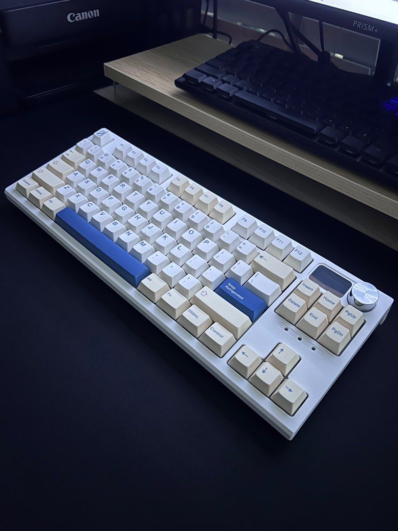 87% TKL Custom Mechanical Keyboard - LED GIF screen (Soy milk keycaps
