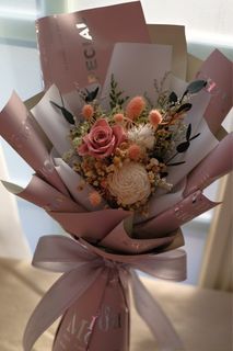 玻璃鐘罩.永生花束.單支花束.情人節花束.玫瑰花.永生花.乾燥花.不凋花.花藝.花禮.拍攝道具