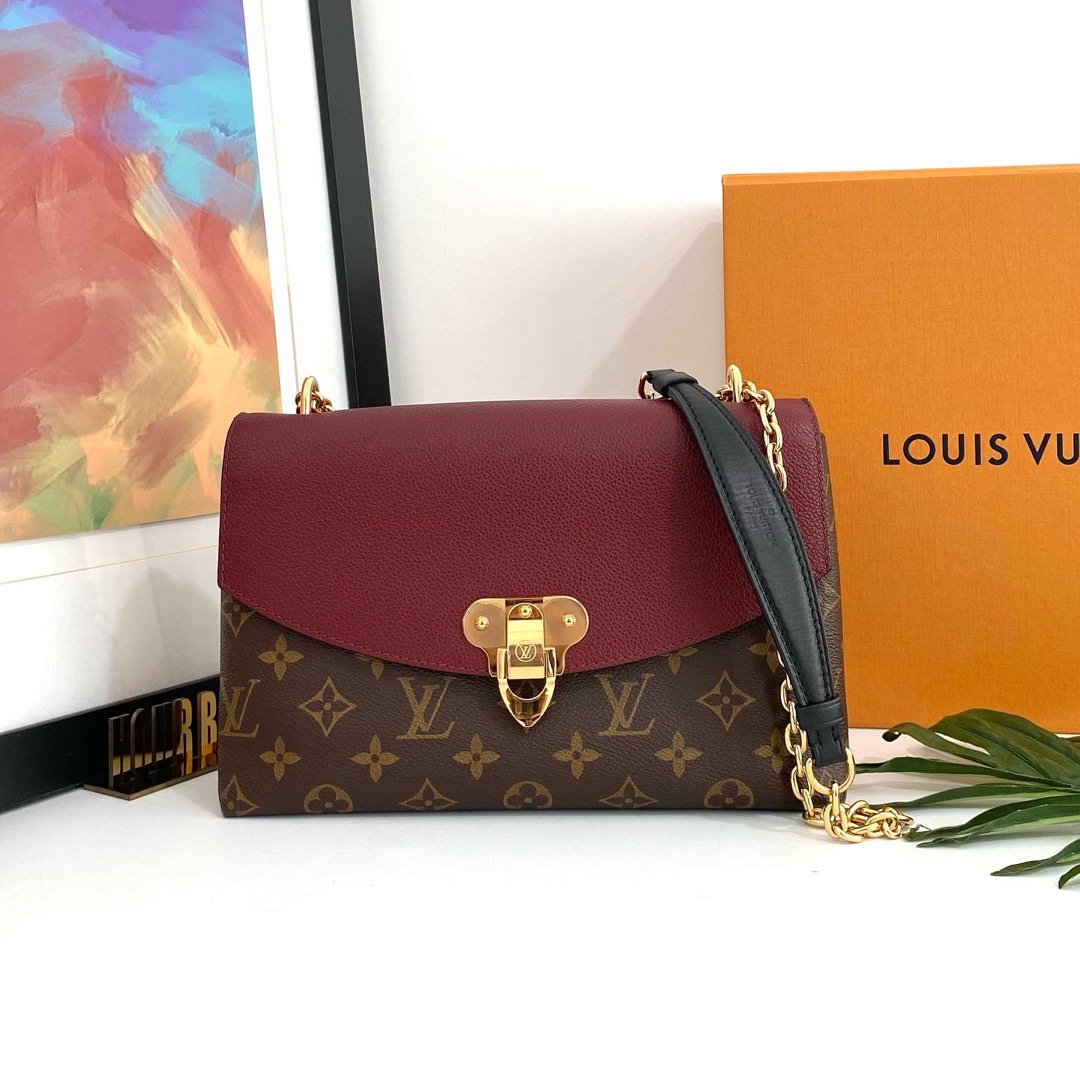 Louis Vuitton PALLAS CLUTCH 23 BROWN MONOGRAM RED CANVAS GHW