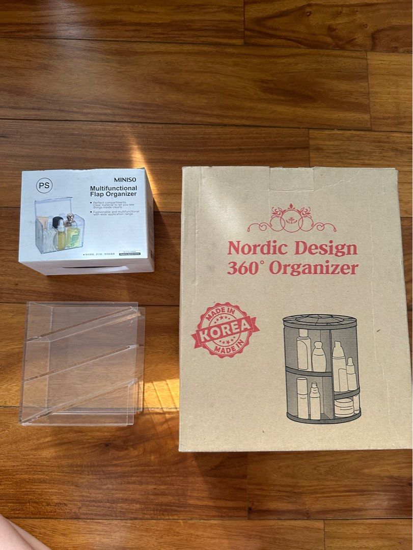 Acrylic and rotating organizer for small things makeup (Category: Storage Boxes & Baskets) located in Quezon City. Submitted by closet.cha (Listing ID 1257091188, Image 1). Description: Everything for 800 New pa actually. Hindi pa assembled ung rotating organizer. Complete. Includes the muji acrylic slanted organizer for small things like makeup, powerbank, stationary, etc No return no exchange No haggle and low baller offers. No other photos or 