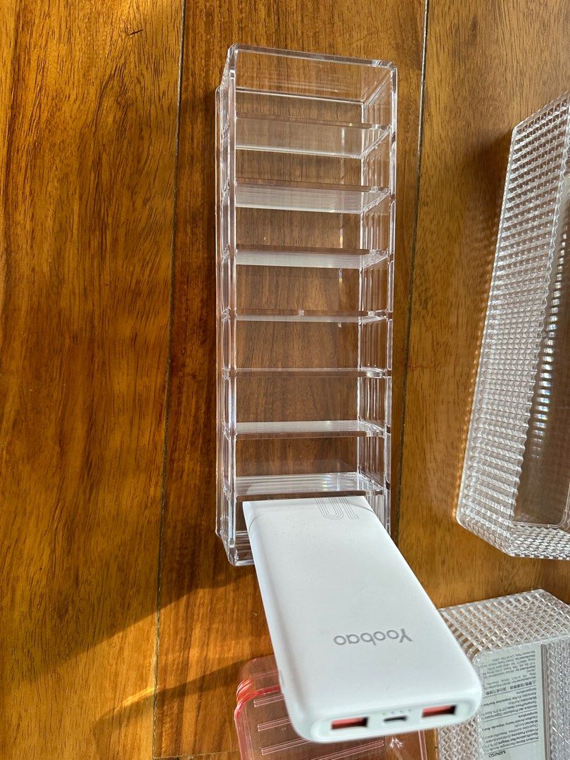 Acrylic office table and small things makeup storage organizer bundle (Category: Storage Boxes & Baskets) located in Quezon City. Submitted by closet.cha (Listing ID 1257089917, Image 3). Description: Everything at 480 only Sold as is No damage No return no exchange No haggle and low baller offers. No other photos or when worn for flat lays. No Meet-Ups No Cash on Delivery No Pera Padala at the moment. 🖊Please pay on time. No to joy reservers.🖊