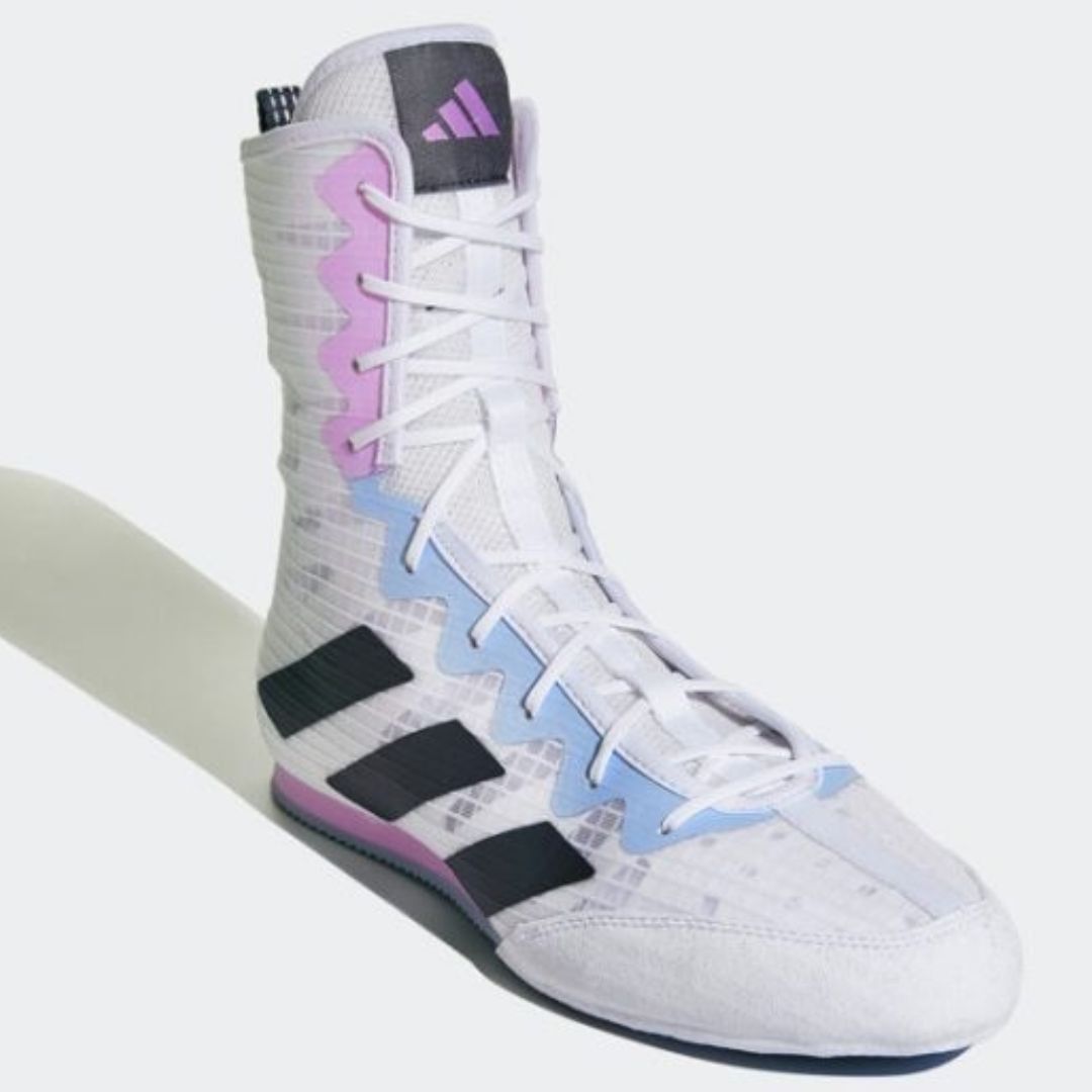 ADIDAS BOX HOG 4 BOXING SHOE HP6878 WHITE PURPLE BLUE