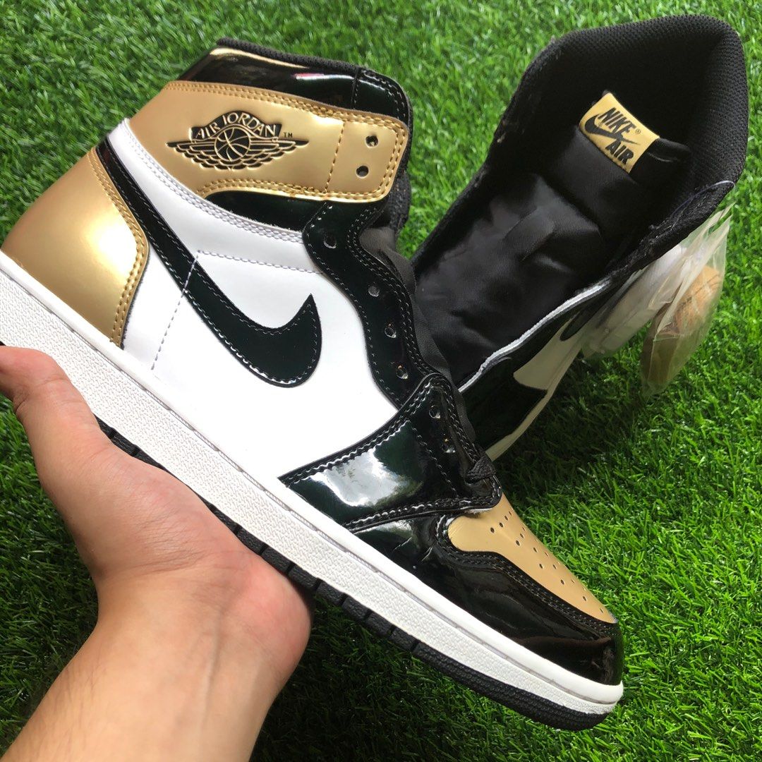 Air Jordan 1 High Gold Toe Men s Fashion Footwear Sneakers on