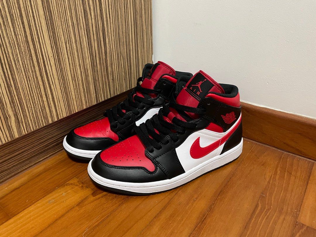 Air Jordan 1 Mid Bred Toe Men s Fashion Footwear Sneakers on
