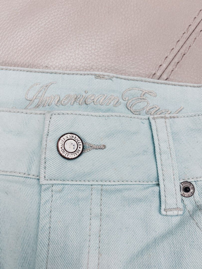 Mint green denim hotsell shorts