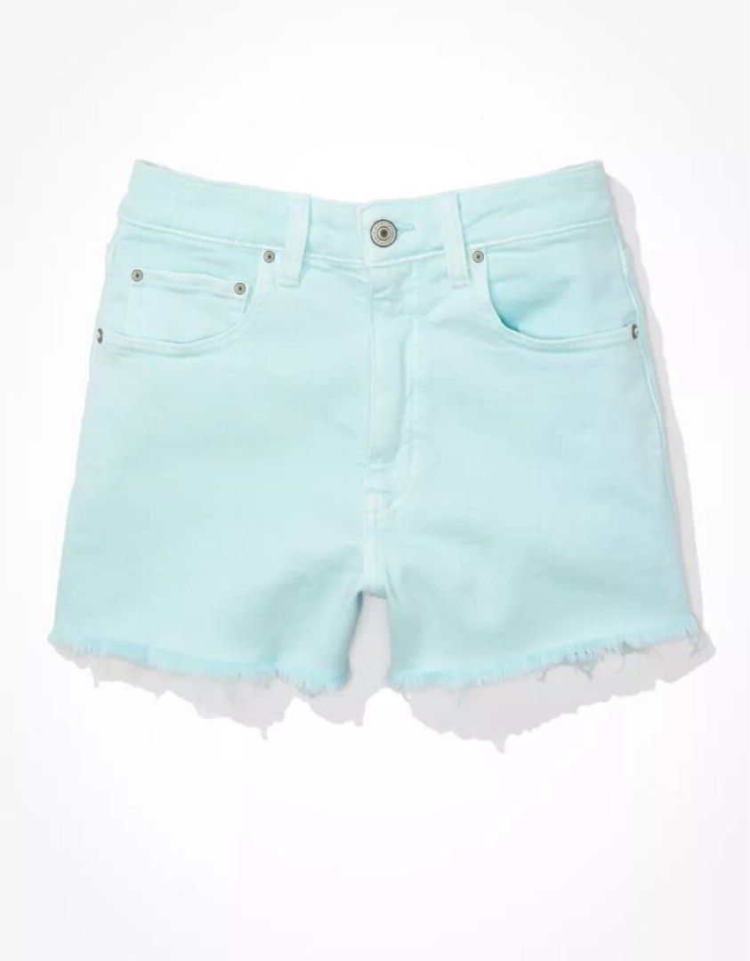 Mint green online denim shorts